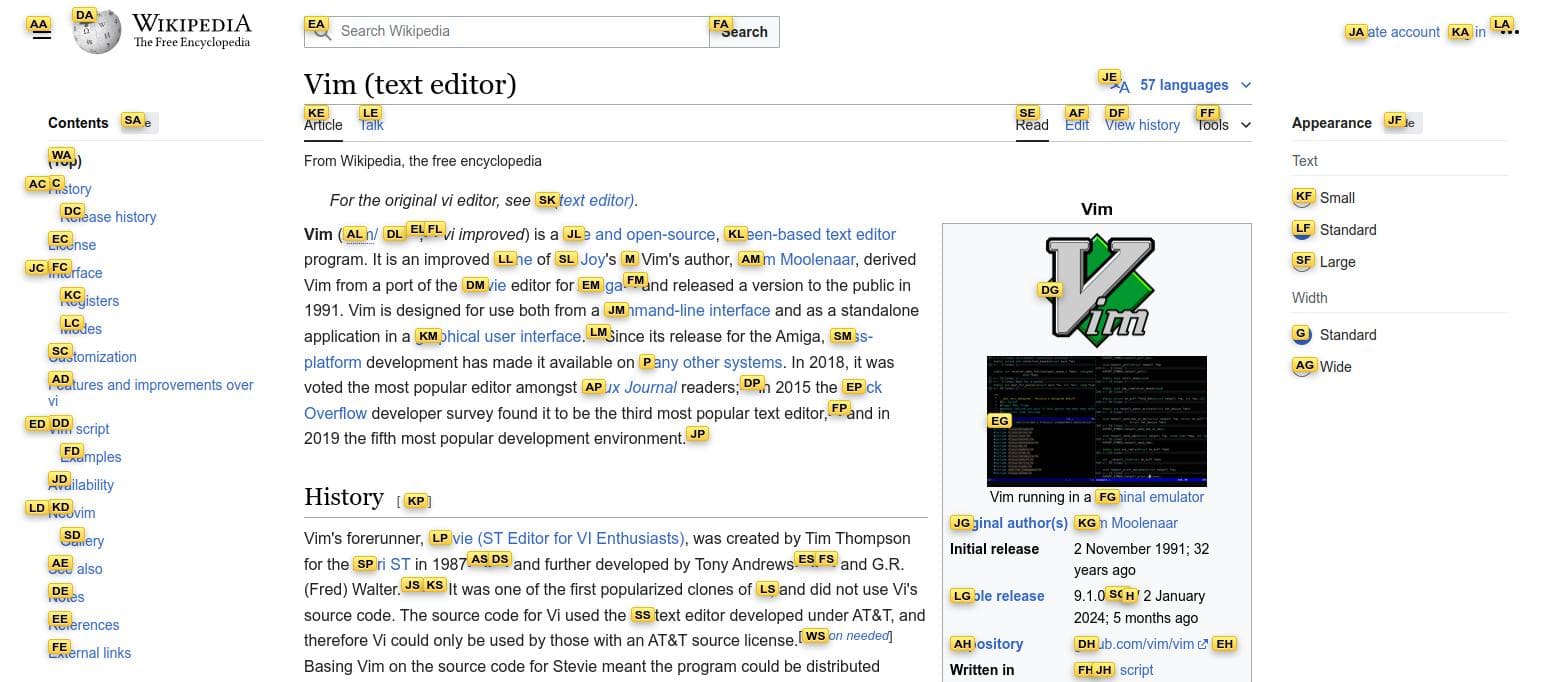 Vimium Browser Extension